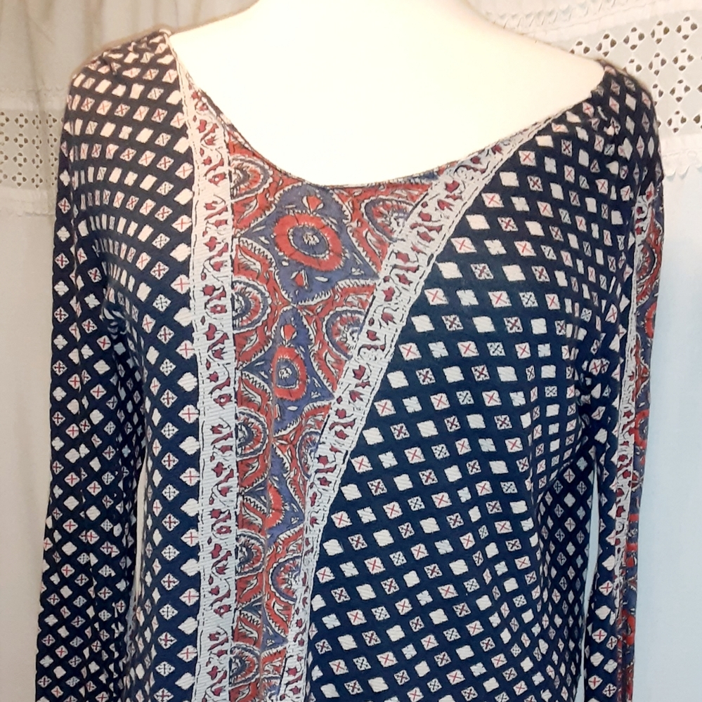 Lucky Brand S Crop Top High Low Lomg Sleeve Shirt